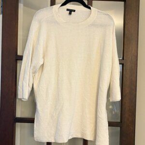 Eileen Fisher White 3/4 Sleeve Tunic, Size Small